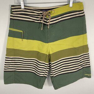 Patagonia Men's Board Shorts Swim Trunk Size 34 Wavefare Green Quick Dry